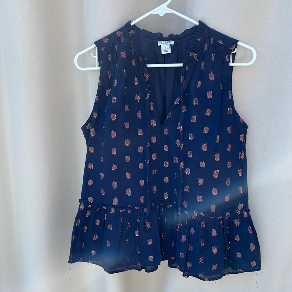 J. Crew top with rose gold pattern